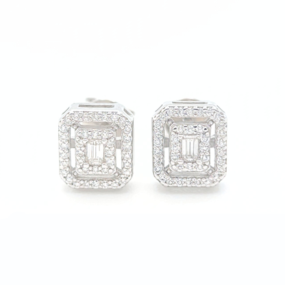 Moissanite Double Halo Earrings Cluster