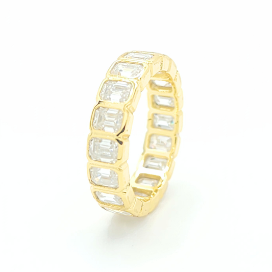 Emrald Moissanite Engagement Band Ring