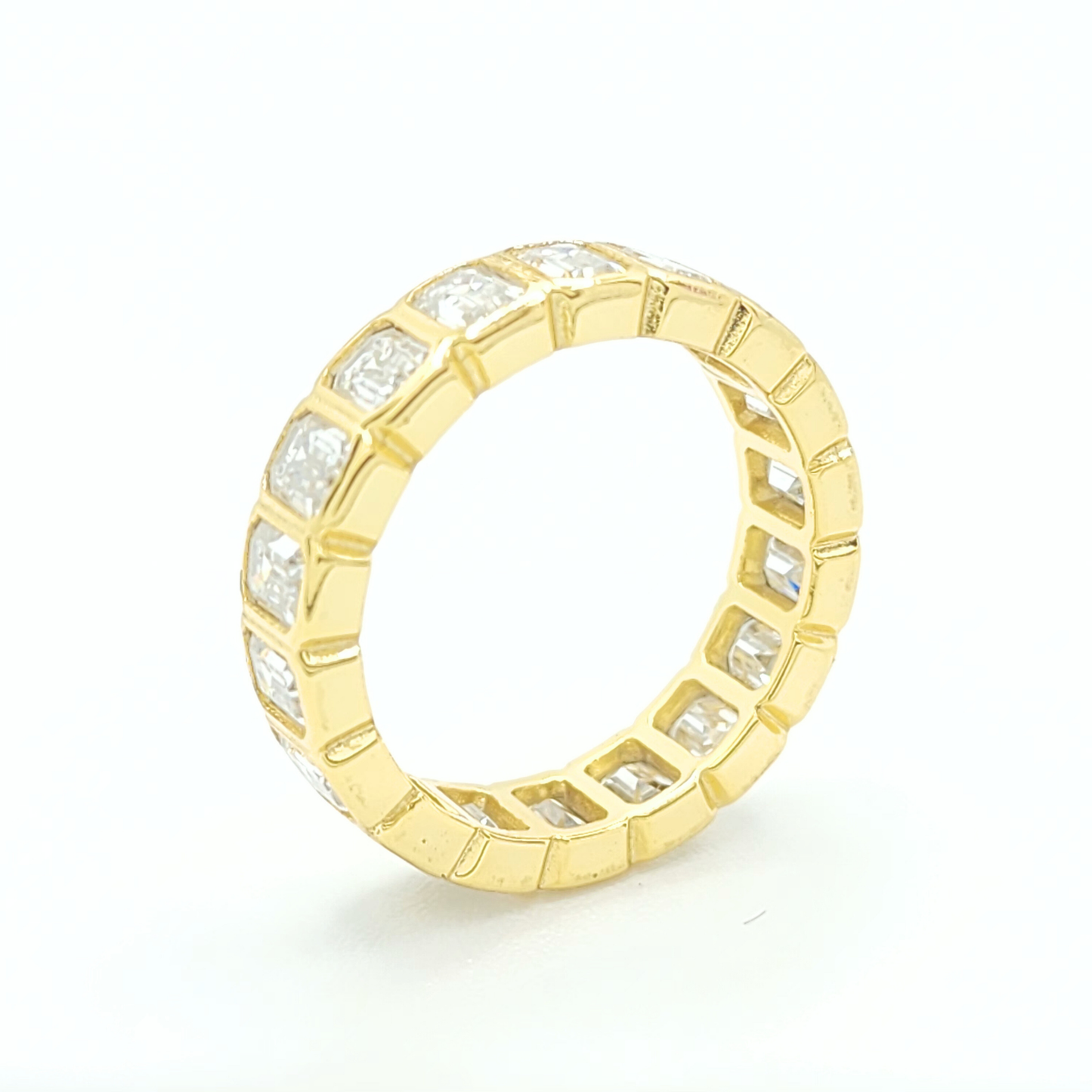 Emrald Moissanite Engagement Band Ring