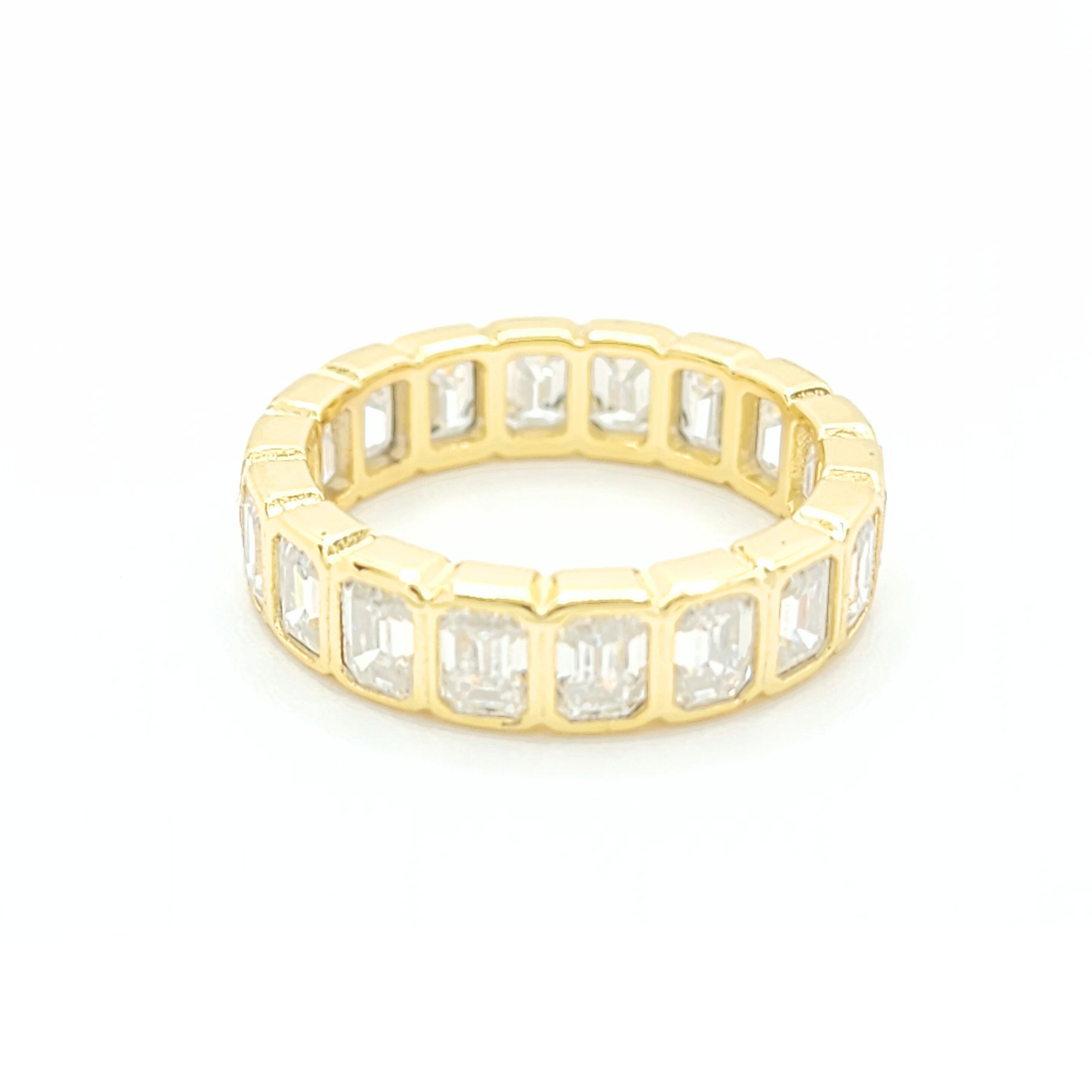Emrald Moissanite Engagement Band Ring