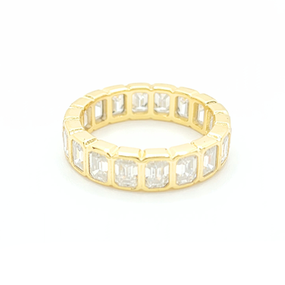 Emrald Moissanite Engagement Band Ring