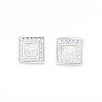 Moissanite Princess Halo Earrings