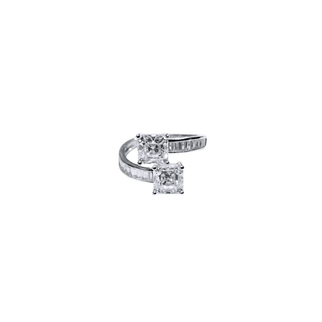 Moissanite Engagement Cross Rings 2ct Square Cut Iced Solid 925 Sterling Silver