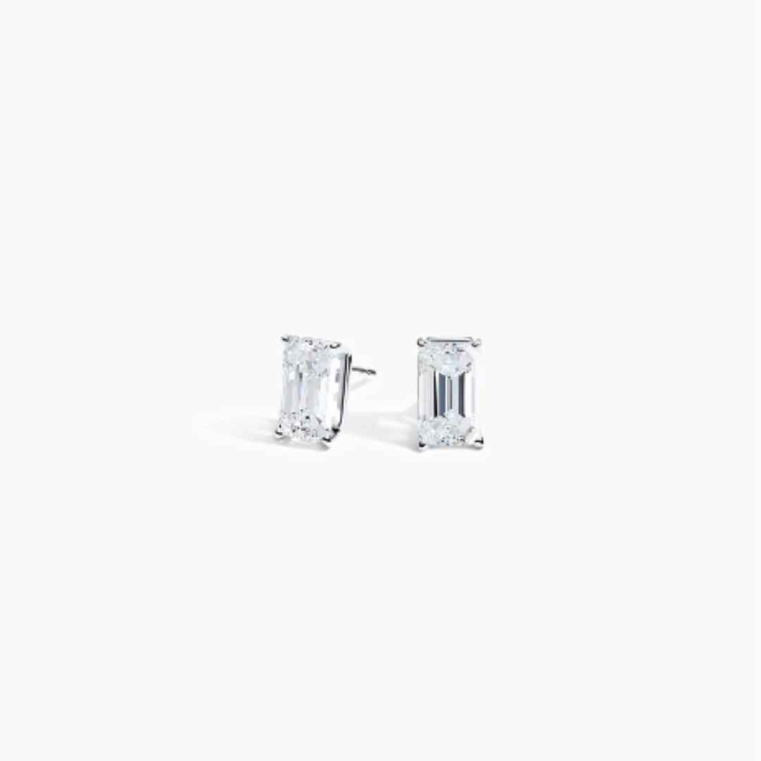 Moissanite Errings Baguette Cut 925 Sterling Silver