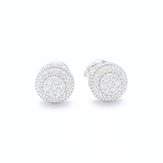Moissanite Earrings Round Pavé Dome Studs
