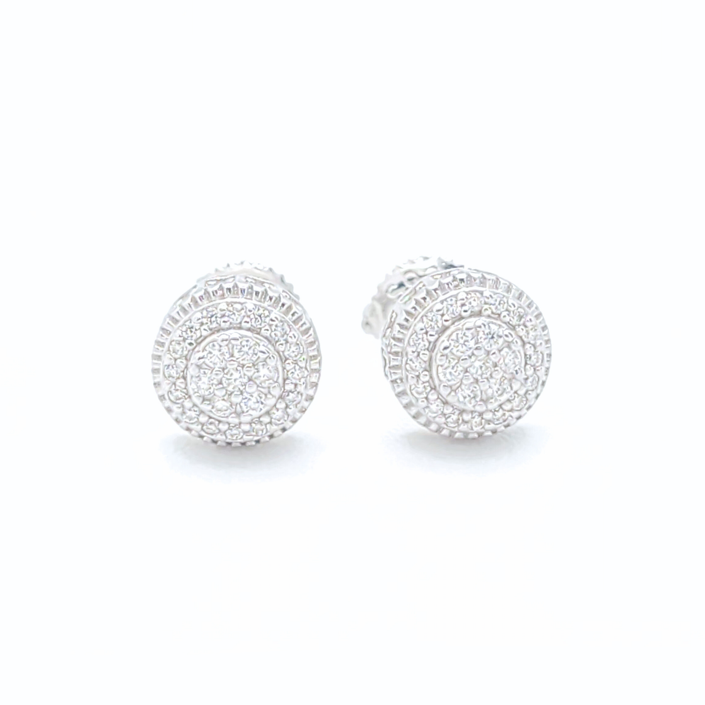 Moissanite Earrings Round Pavé Dome Studs