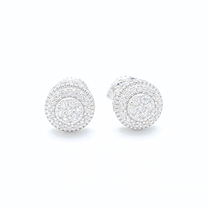 Moissanite Earrings Round Pavé Dome Studs