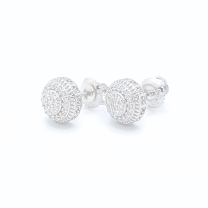 Moissanite Earrings Round Pavé Dome Studs