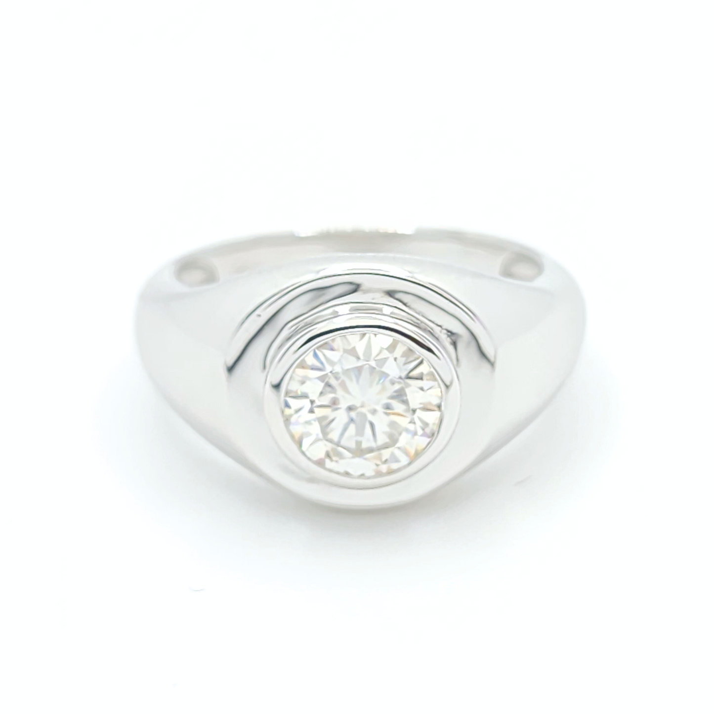 0.5ct Moissanite Round Engagement Bezel Ring