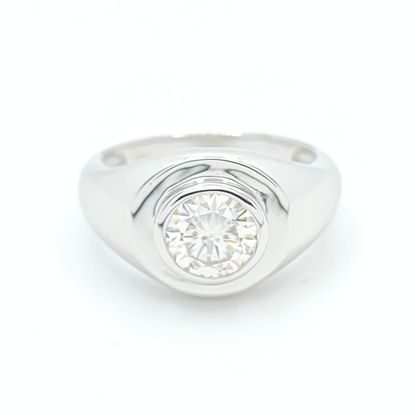 0.5ct Moissanite Round Engagement Bezel Ring