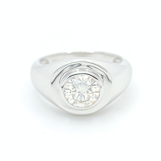 0.5ct Moissanite Round Engagement Bezel Ring
