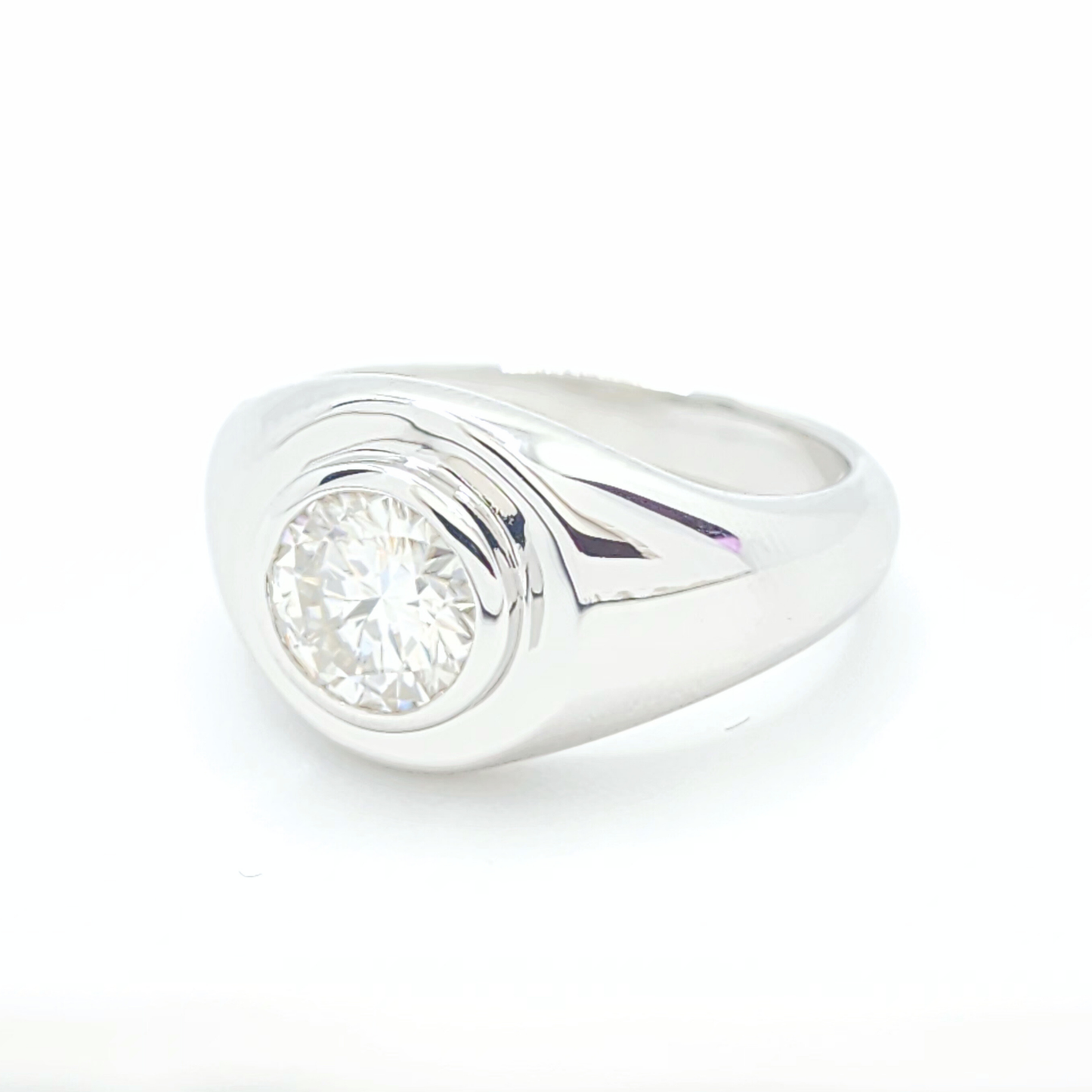 0.5ct Moissanite Round Engagement Bezel Ring