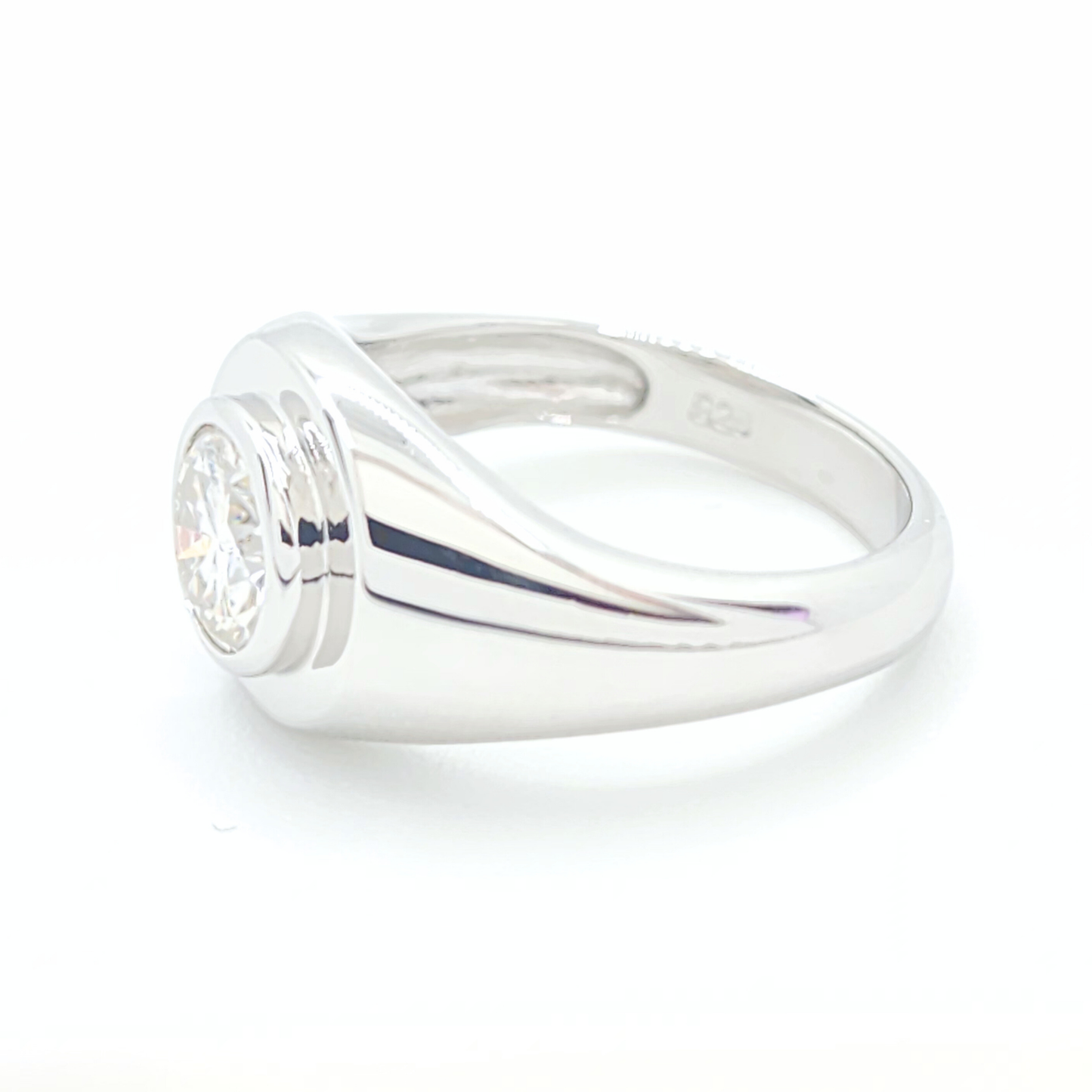 0.5ct Moissanite Round Engagement Bezel Ring