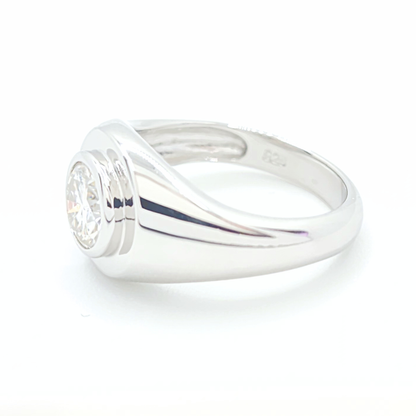 0.5ct Moissanite Round Engagement Bezel Ring