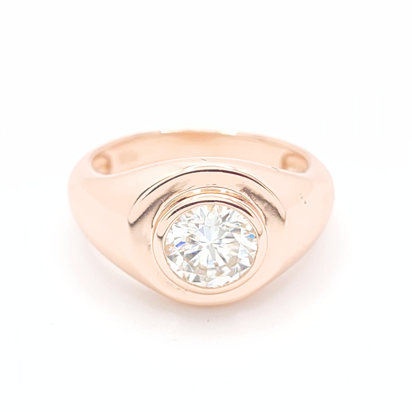 0.5ct Moissanite Round Engagement Bezel Ring