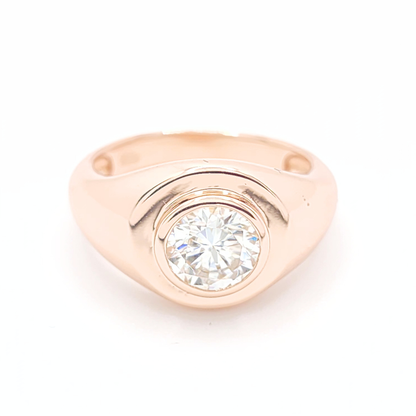 0.5ct Moissanite Round Engagement Bezel Ring
