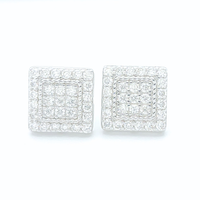 Moissanite Halo Earrings Square Pavé Studs