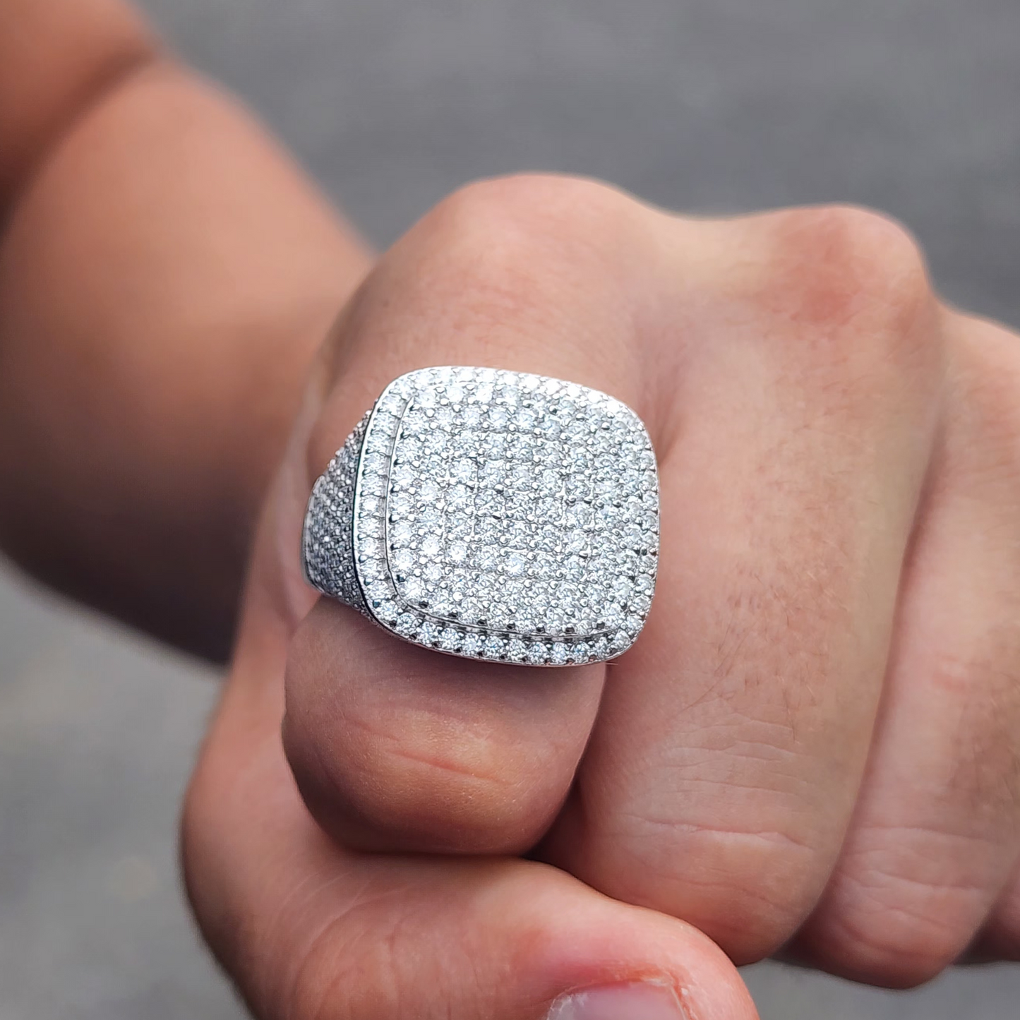 Moissanite Square Pavé Cluster Ring