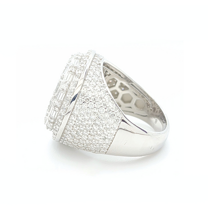 Moissanite Round Pavé Baguette Ring