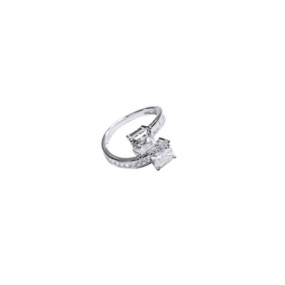 Moissanite Engagement Cross Rings 2ct Square Cut Iced Solid 925 Sterling Silver