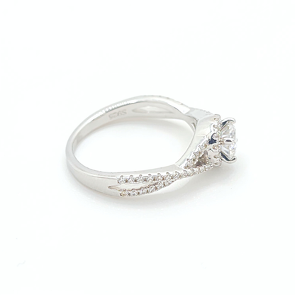 Moissanite Round Engagement Halo Ring