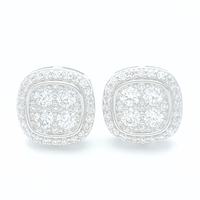 Moissanite Halo Earrings Cushion Shaped Studs