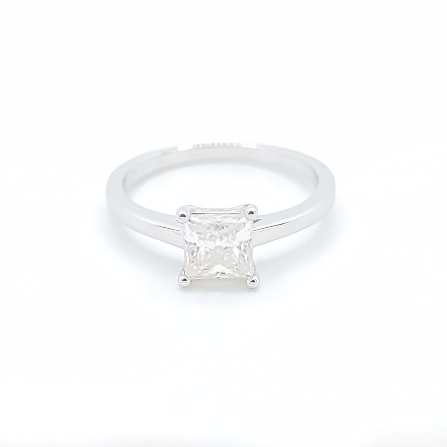 1ct Moissanite Princess Solitaire Engagement Ring