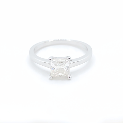 1ct Moissanite Princess Solitaire Engagement Ring