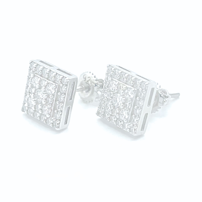 Moissanite Square Earrings Pavé Studs