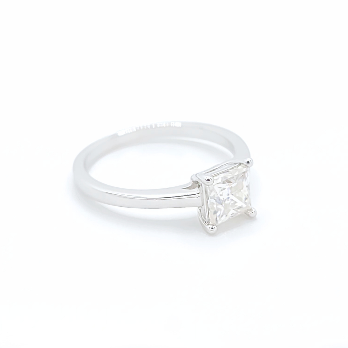 1ct Moissanite Princess Solitaire Engagement Ring