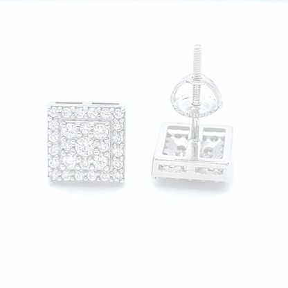 Moissanite Square Earrings Pavé Studs