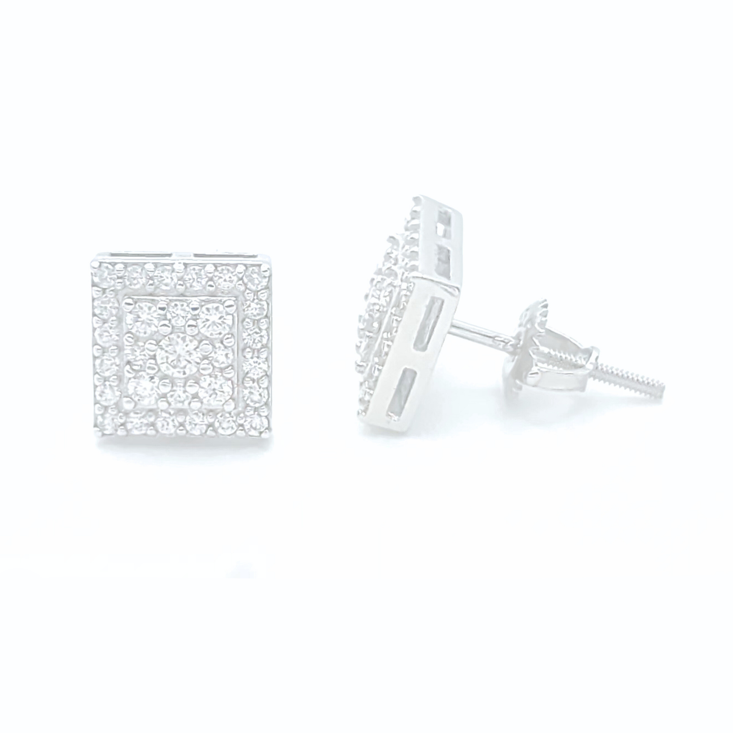 Moissanite Square Earrings Pavé Studs