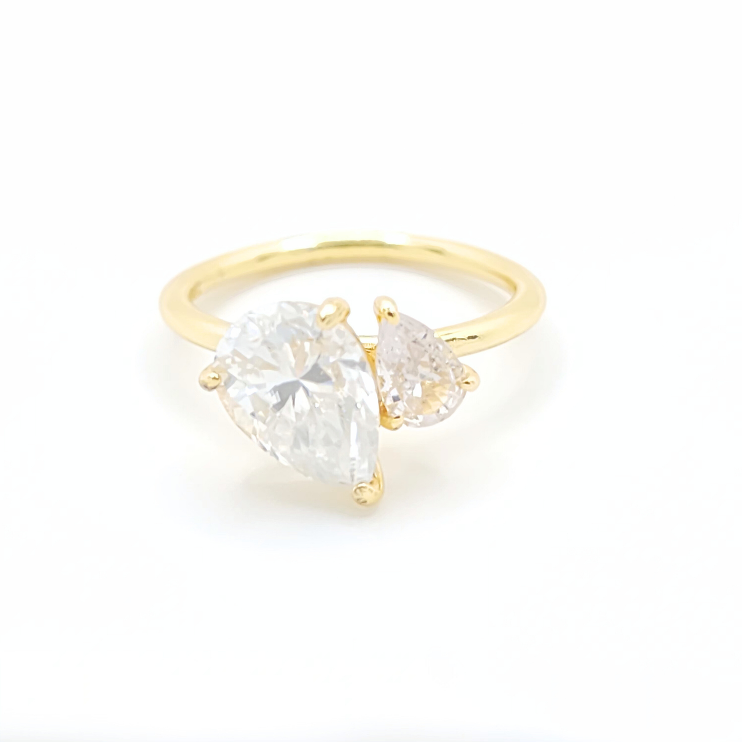 Moissanite Pear Toi & Moi Engagement Ring