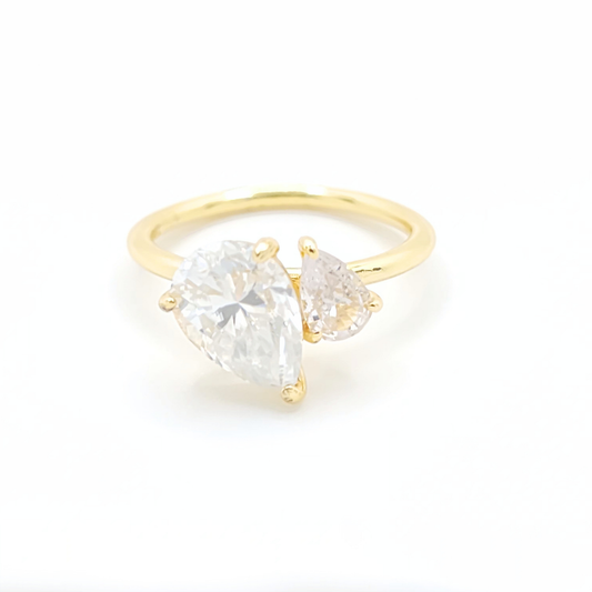 Moissanite Pear Toi & Moi Engagement Ring