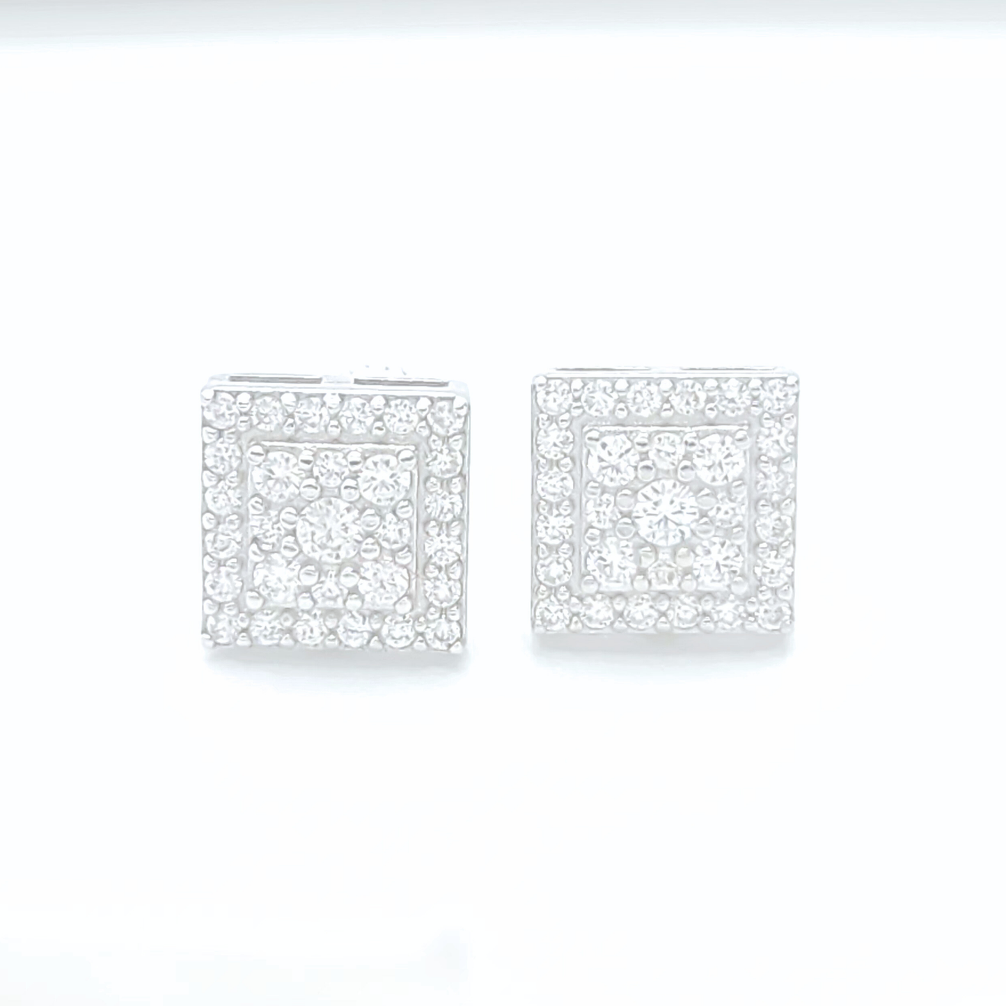 Moissanite Square Earrings Pavé Studs