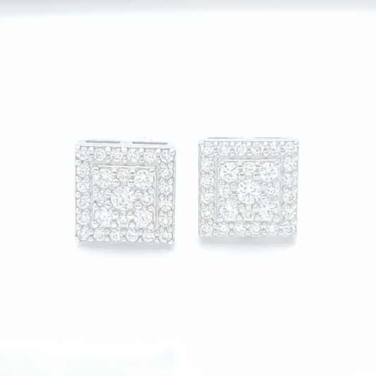 Moissanite Square Earrings Pavé Studs