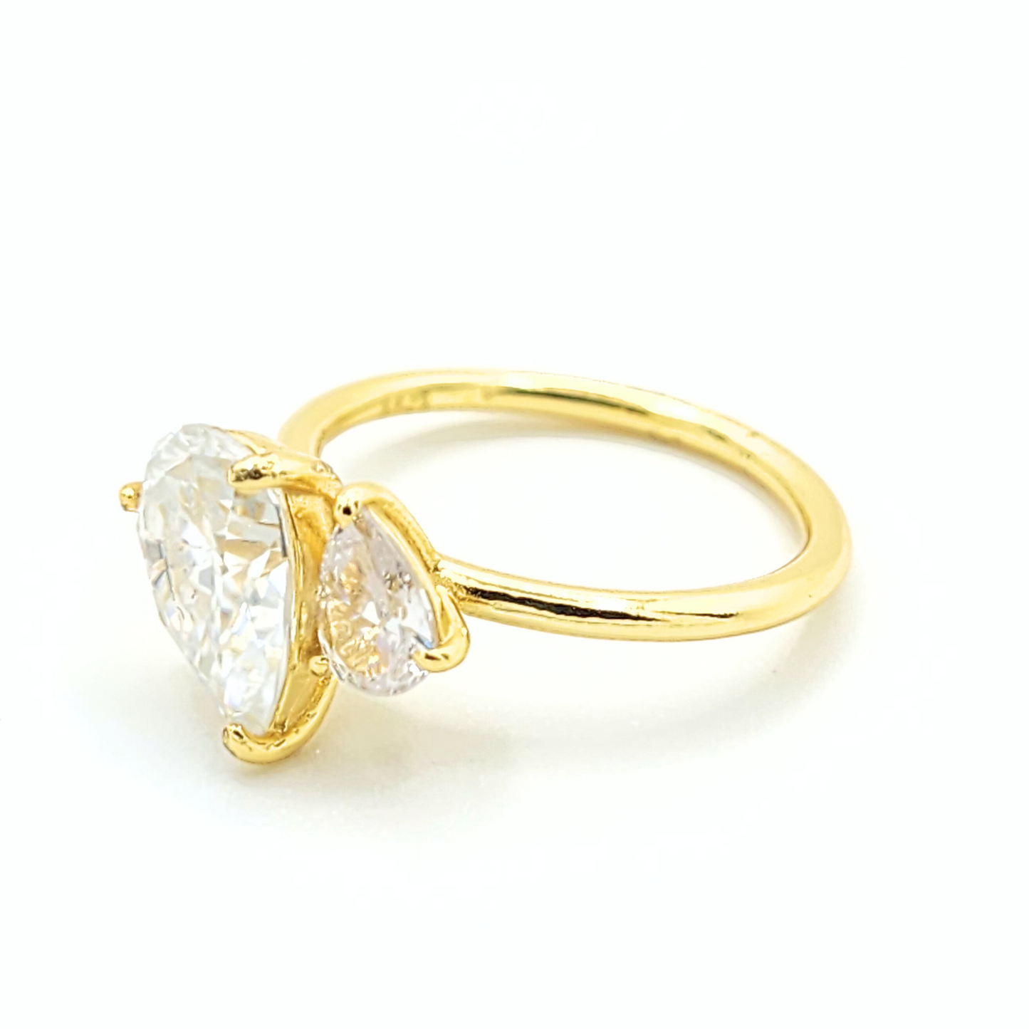 Moissanite Pear Toi & Moi Engagement Ring