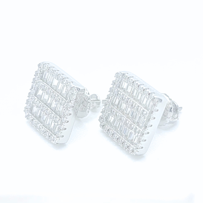 Moissanite Baguette Pavé Earrings