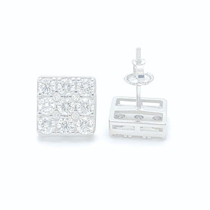 Moissanite Square Earrings Pavé Studs