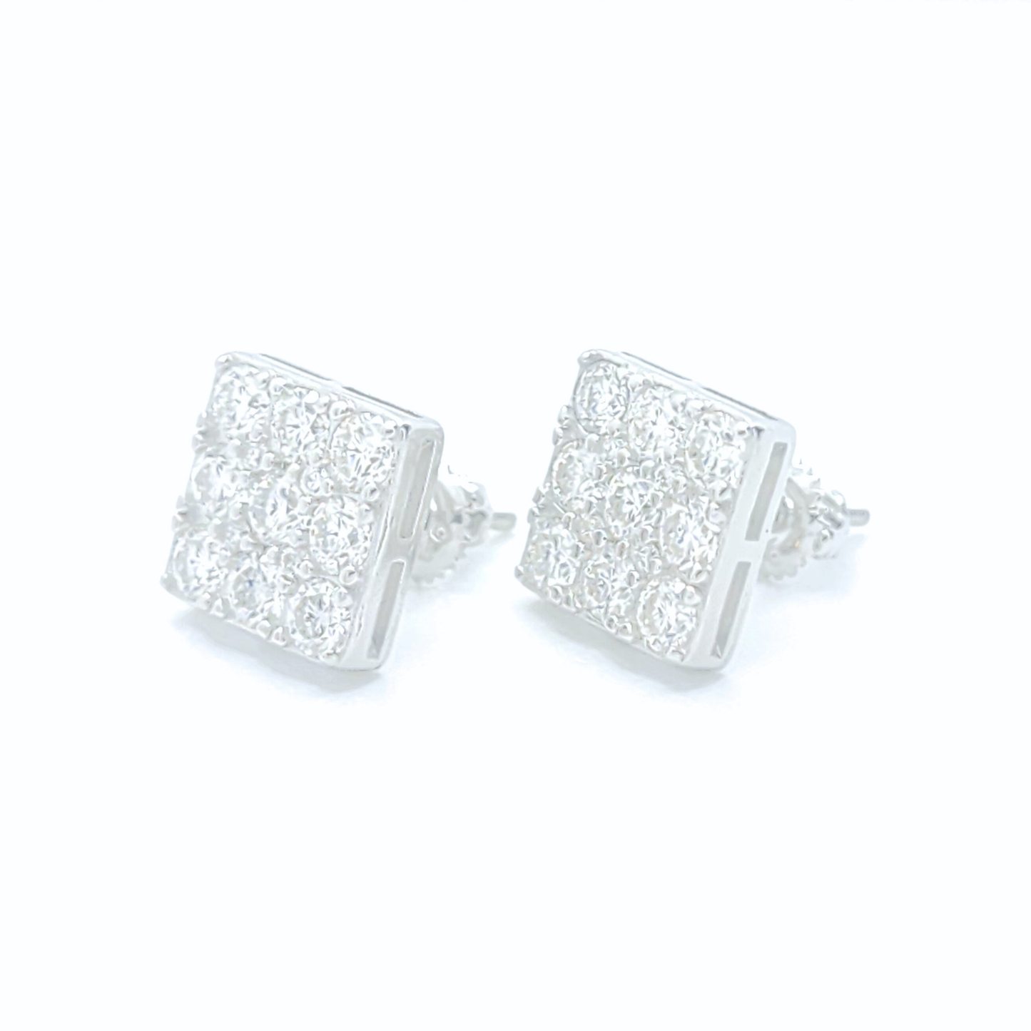 Moissanite Square Earrings Pavé Studs