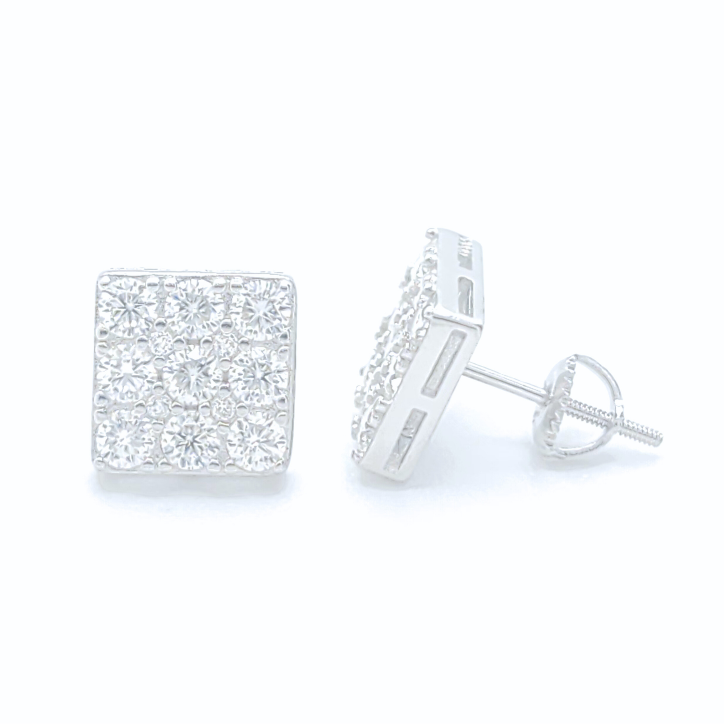Moissanite Square Earrings Pavé Studs