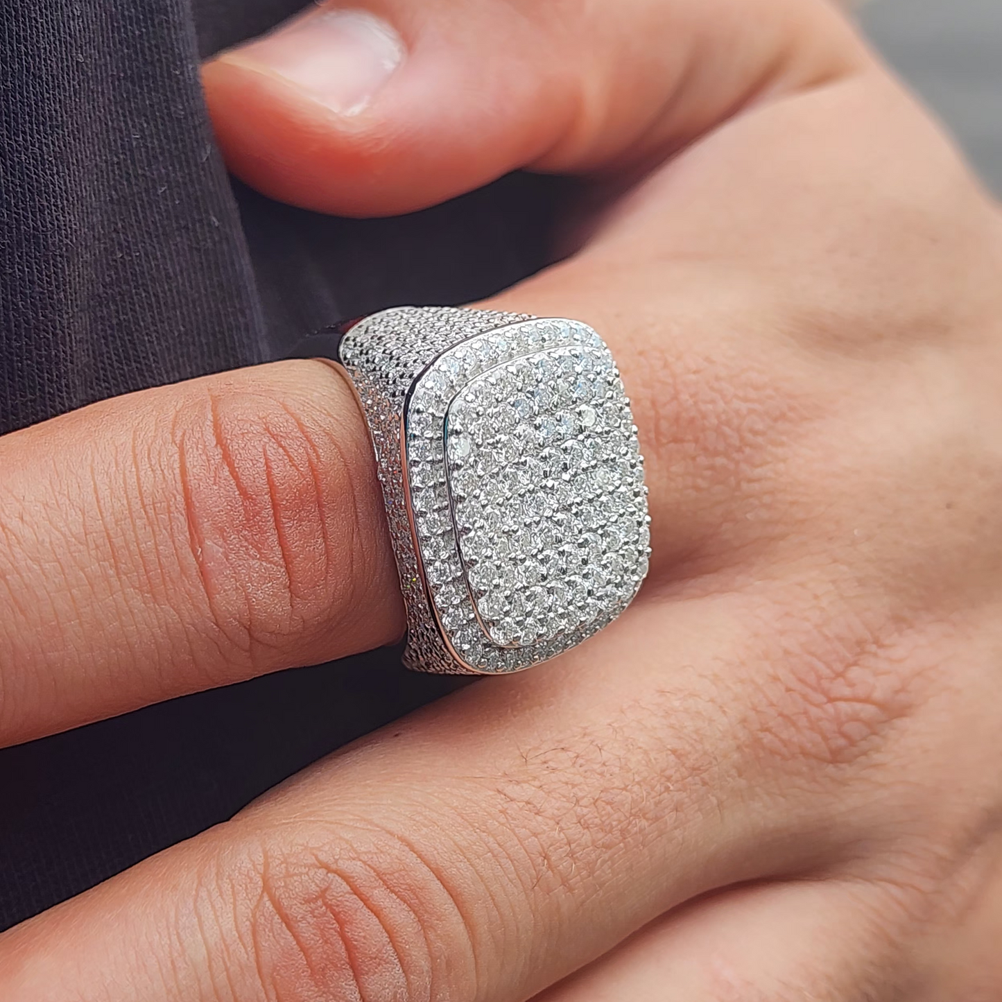 Moissanite Square Pavé Cluster Ring