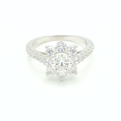 1ct Moissanite Engagement Flower Ring