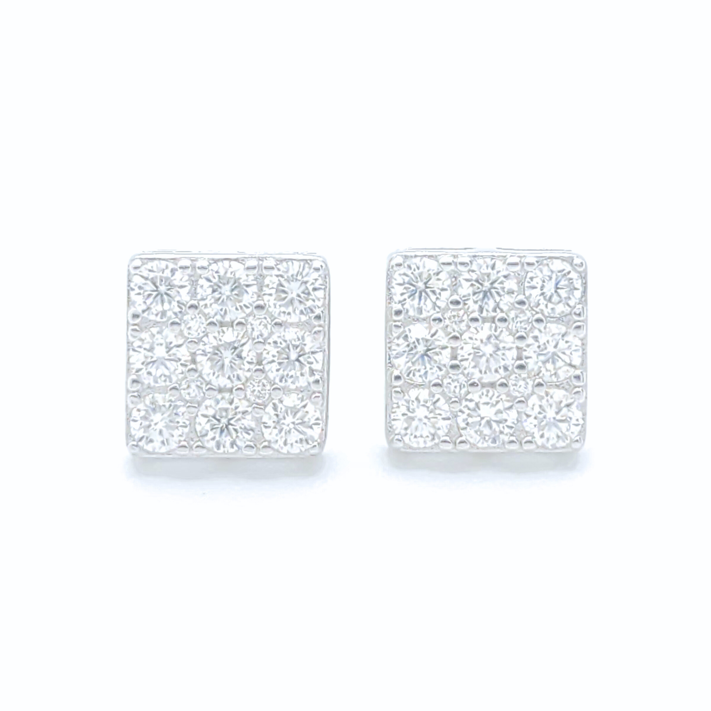 Moissanite Square Earrings Pavé Studs