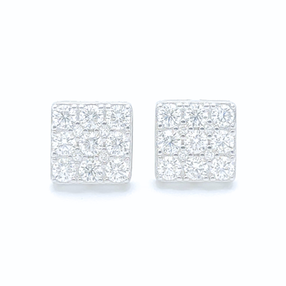 Moissanite Square Earrings Pavé Studs