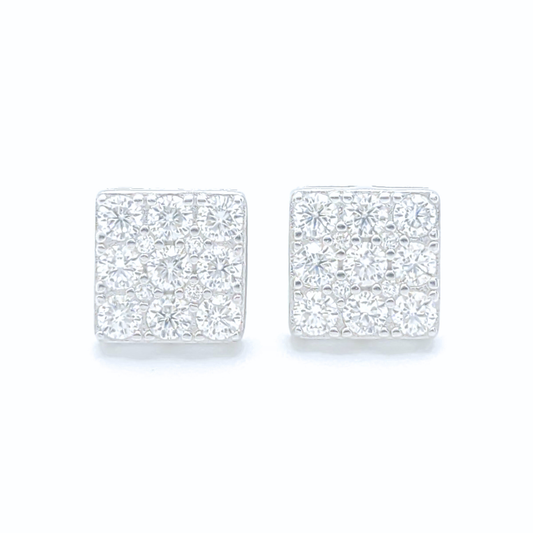 Moissanite Square Earrings Pavé Studs