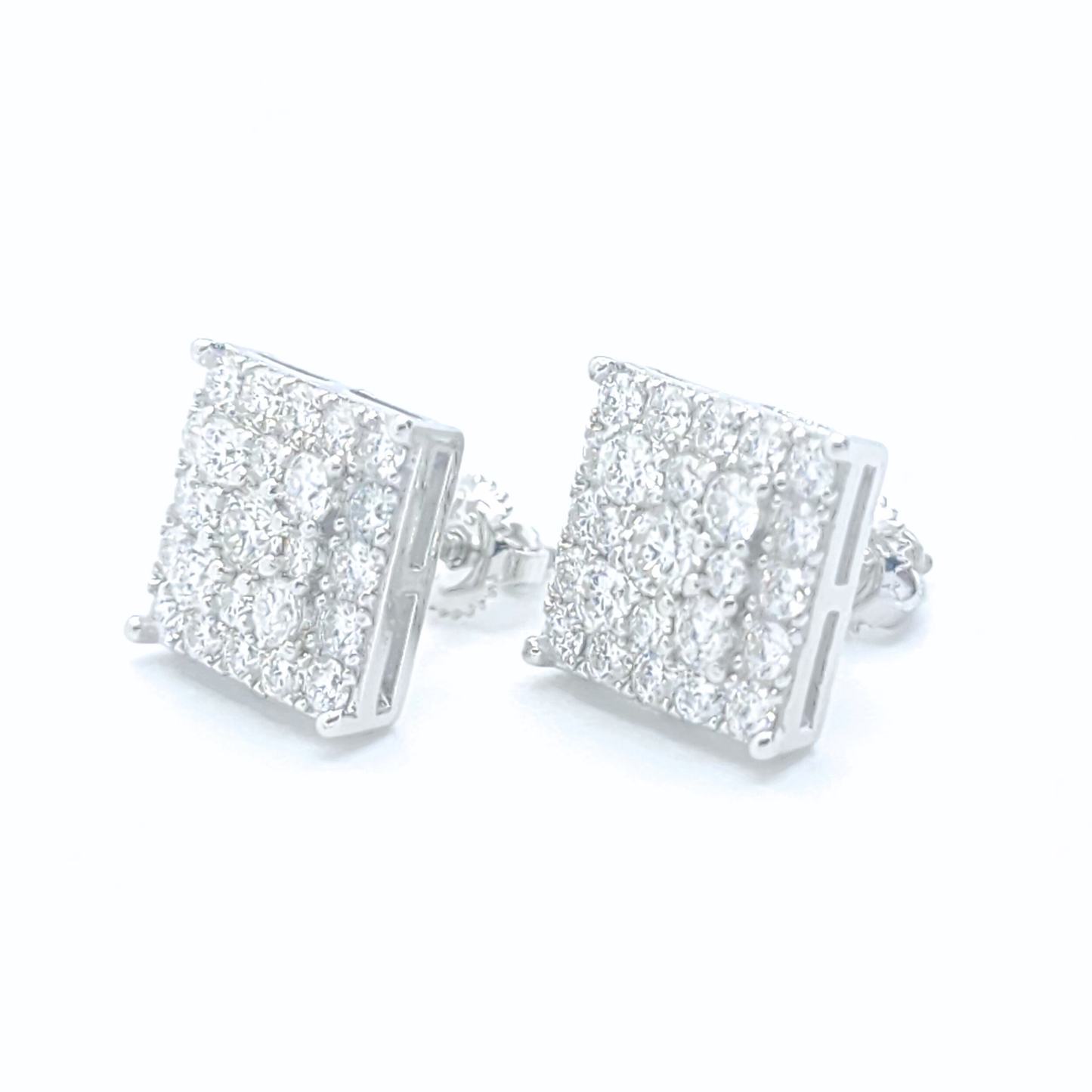 Moissanite Square Earrings Pavé Studs