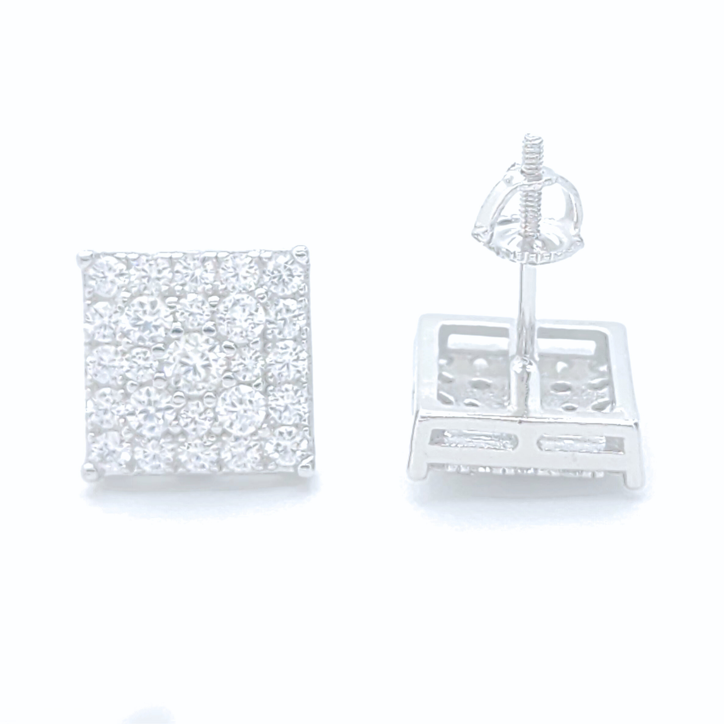 Moissanite Square Earrings Pavé Studs