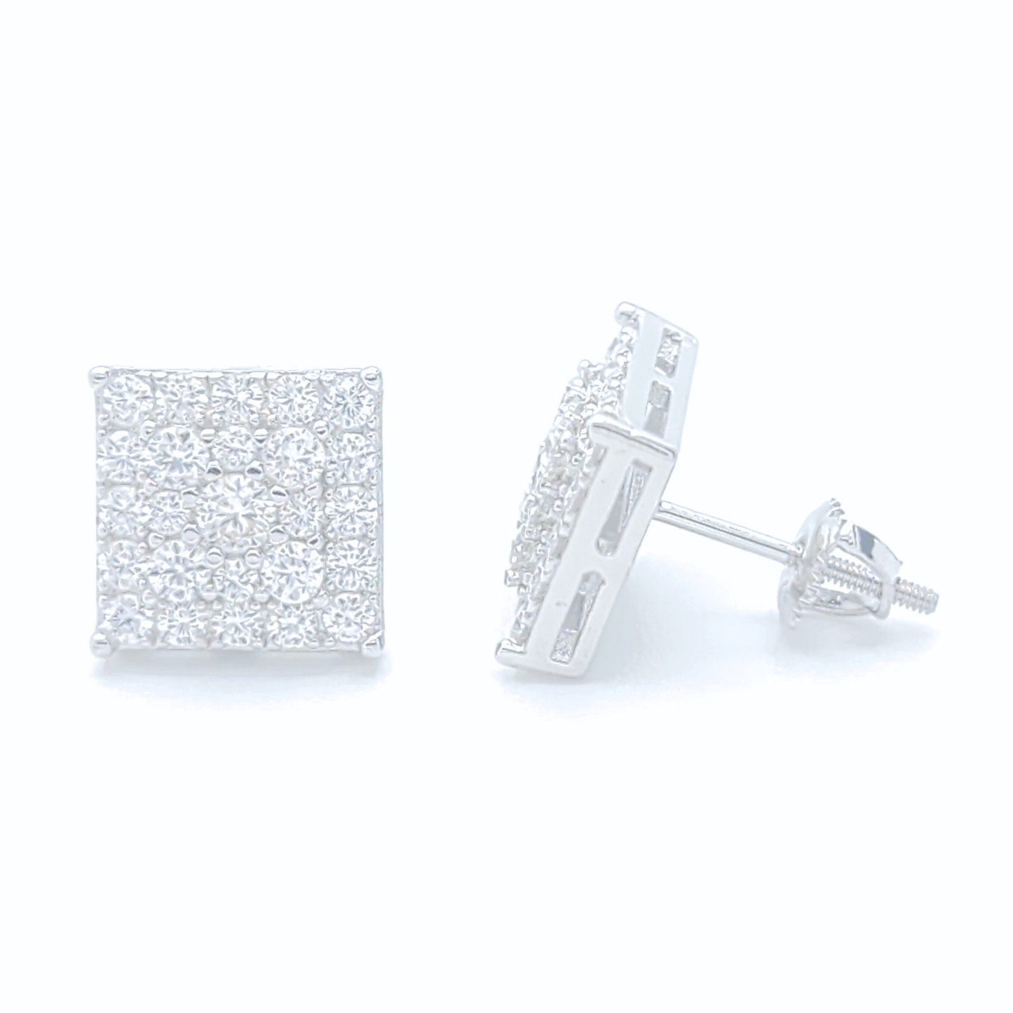 Moissanite Square Earrings Pavé Studs