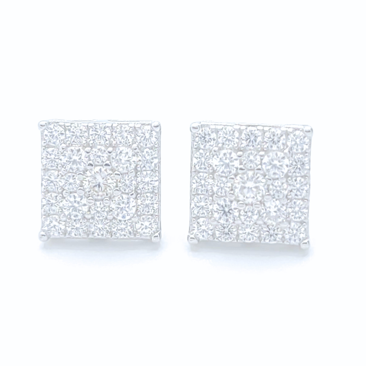 Moissanite Square Earrings Pavé Studs